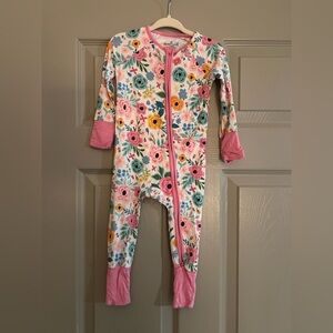 Caden Lane Floral Kids One Piece - Pink and Multicolor
